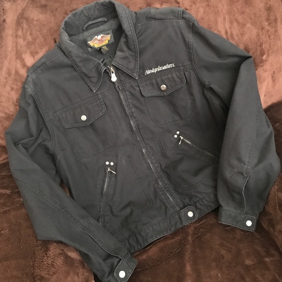 harley davidson black denim jacket